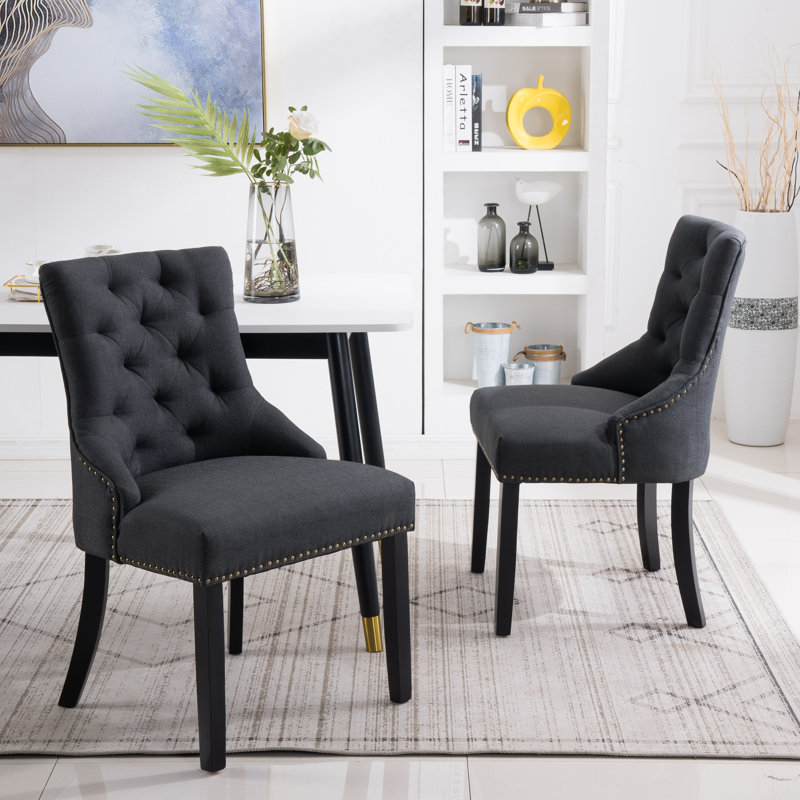 Chaise parsons capitonnée (ensemble de 2), Anthracite