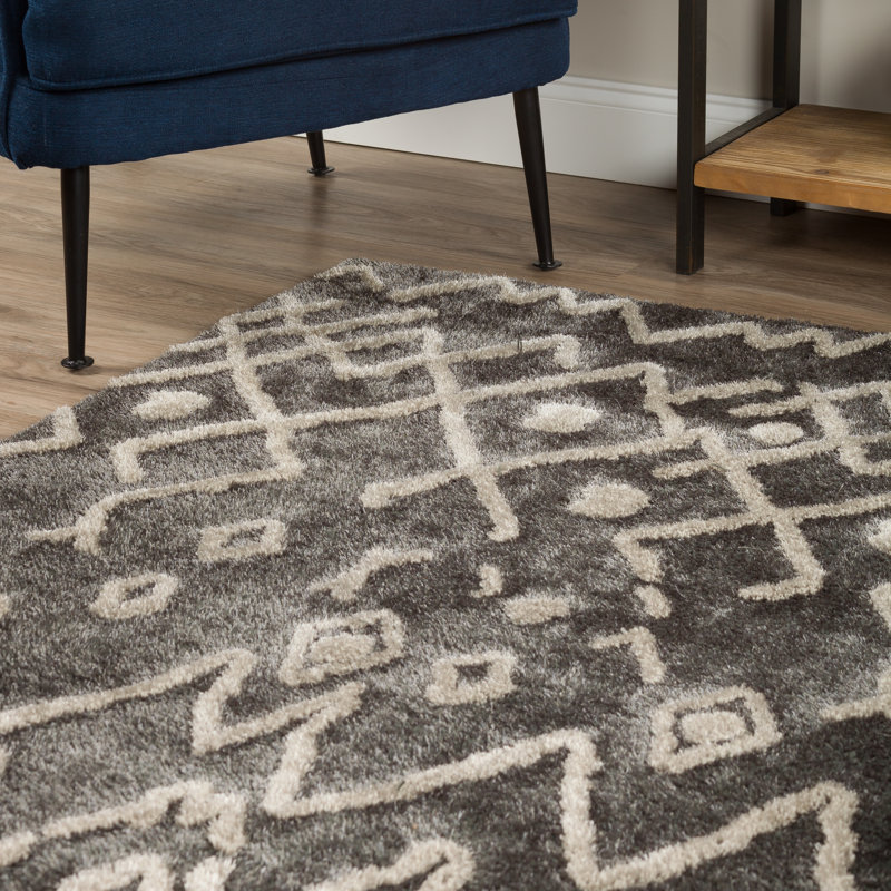 Addison Calabar Transitional Abstract Diamond Steel 5’ X 7’6" Area Rug, Rectangle 3'6" x 5'6"