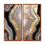 Opulent Glam Agate Black Gold - impression sur toile encadrée en marbre, art mural abstrait gris 2 panneaux