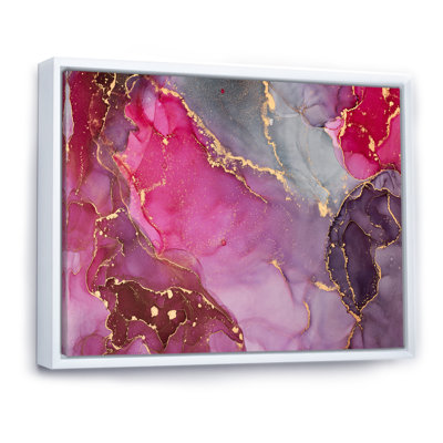 " Pink And Black Luxury Abstract Fluid Art III " Watercolor Print