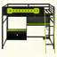 Lit mezzanine en bois avec bureau, tablettes, lumières DEL, ports USB et panneau perforé-224638904
