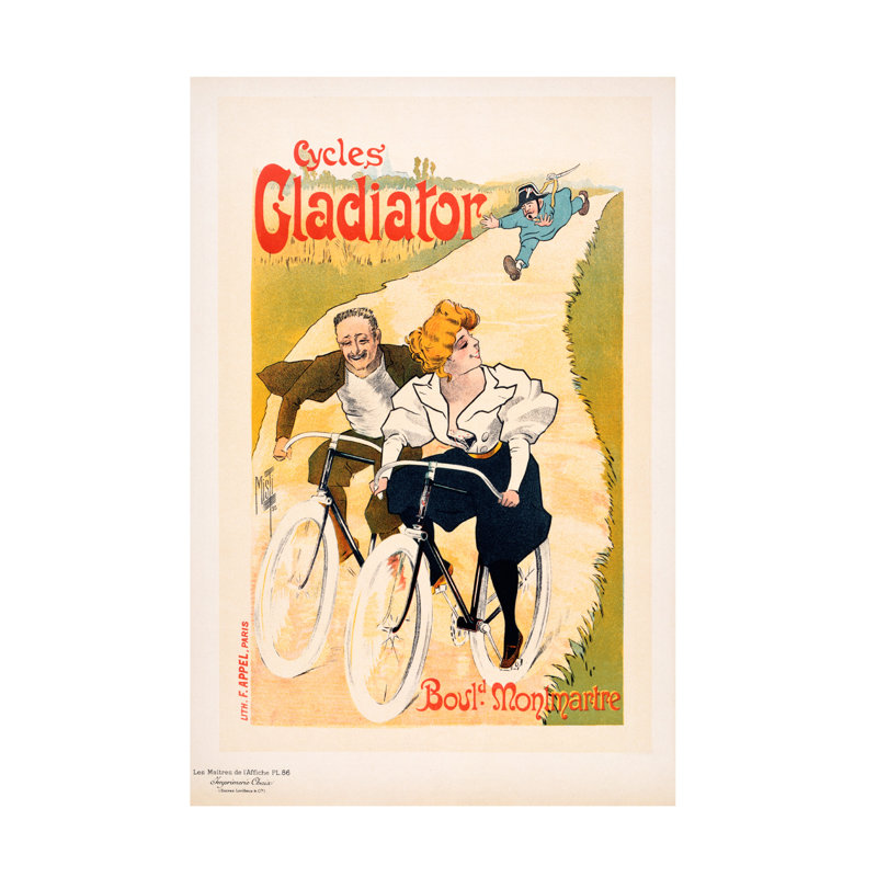 Art sur toile, "Marcus Jules Cycles Gladiator", H 19 po x l 12 po