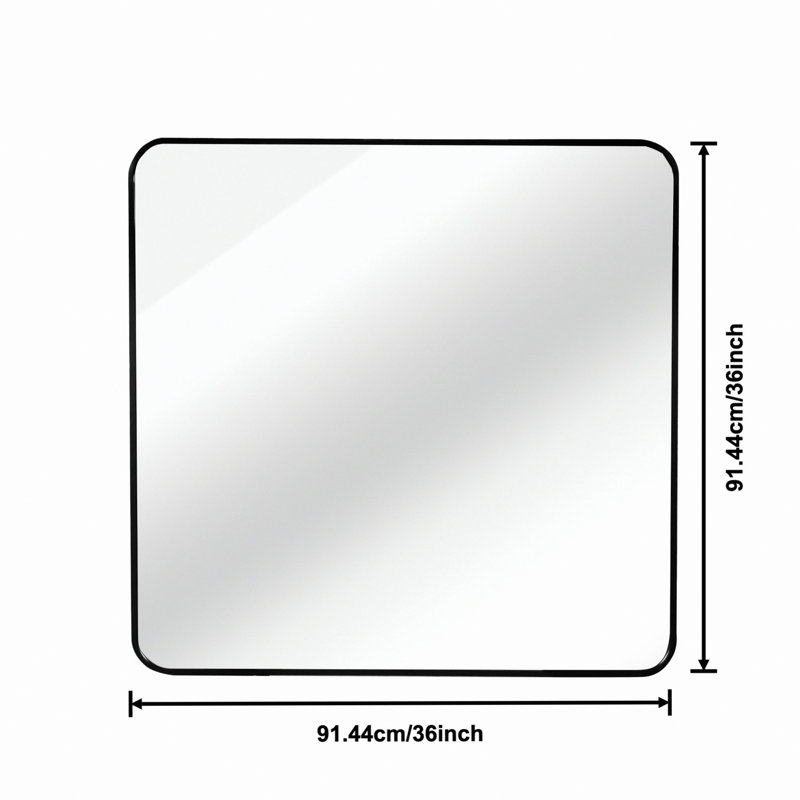 Miroir carré mural en métal pour salle de bain., 36 po x 36 po