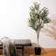 Vickerman Artificial Green Olive Tree in Black Planters Pot.-73286563