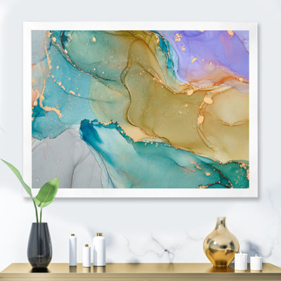 " Green And Blue Tender Liquid Art III " Painting Print