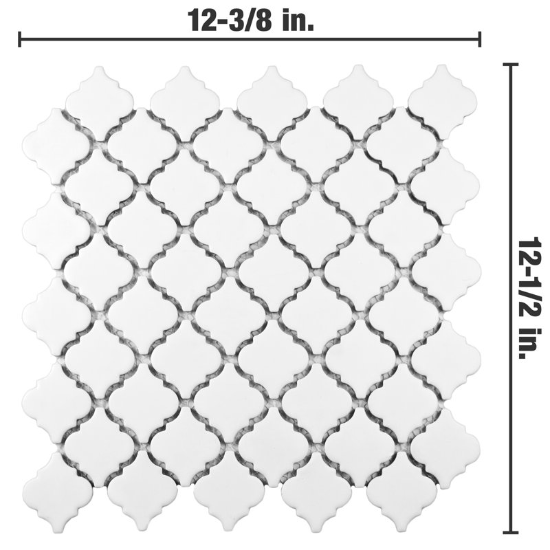 Hudson Tangier Matte White 12-3/8" x 12-3/8" Porcelain Mosaic Tile