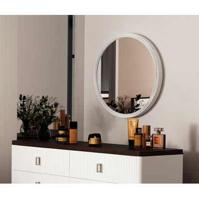 Miroir décoratif rond, cadre en bois pour le salon de la chambre à coucher