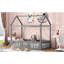Grey Twin House Bed With Fence, Door - Pine Build Size Bed, Grey, Fence And