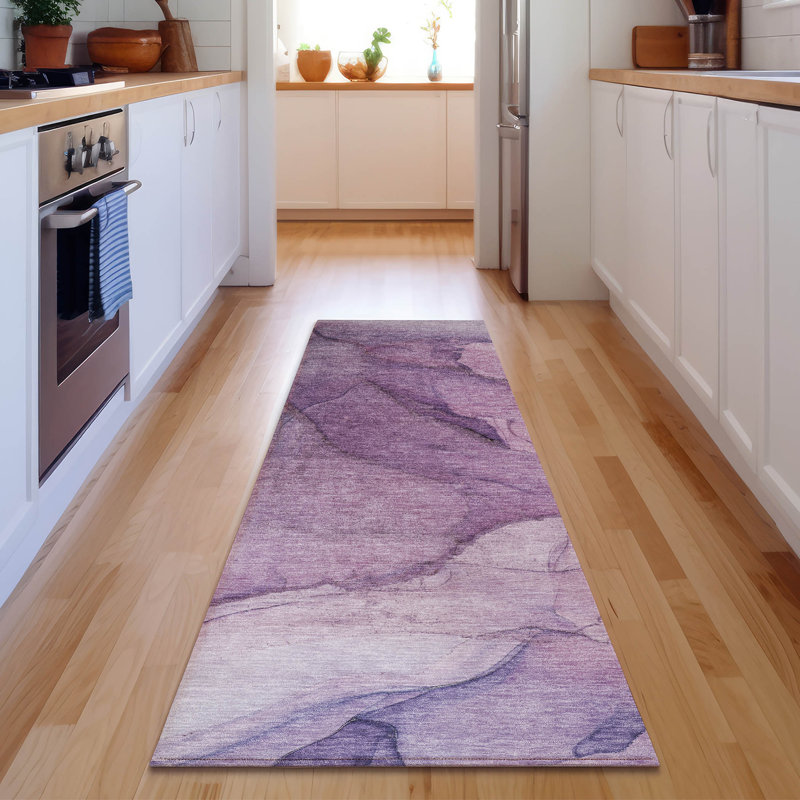 Premium Machine Washable Cerrito AMF607 Purple Rug, Runner 2'3" x 7'6"