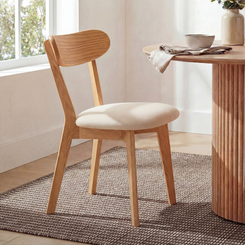 Chaise d'appoint rembourrée avec housse amovible - ensemble de 6, Chêne, Beige