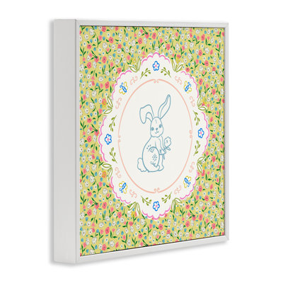 Floral Spring Bunny & Sprig Framed Giclee, design by Angela Steahling