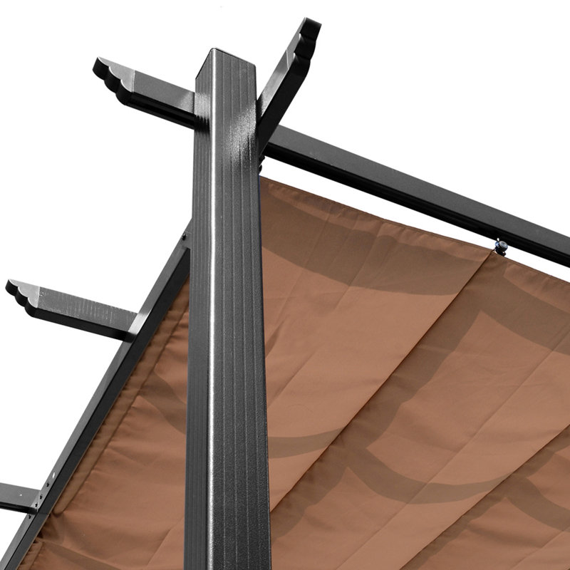 Charcoal Grey Aluminum Pergola with Retractable Canopy