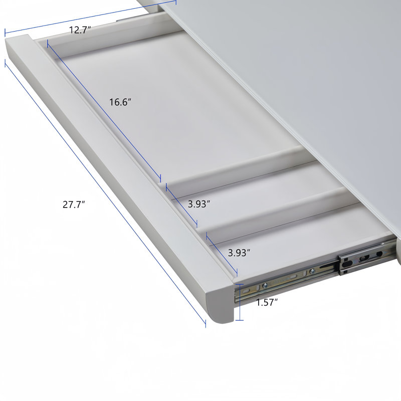 Bureau debout à hauteur ajustable avec tiroir Home Office, Blanc