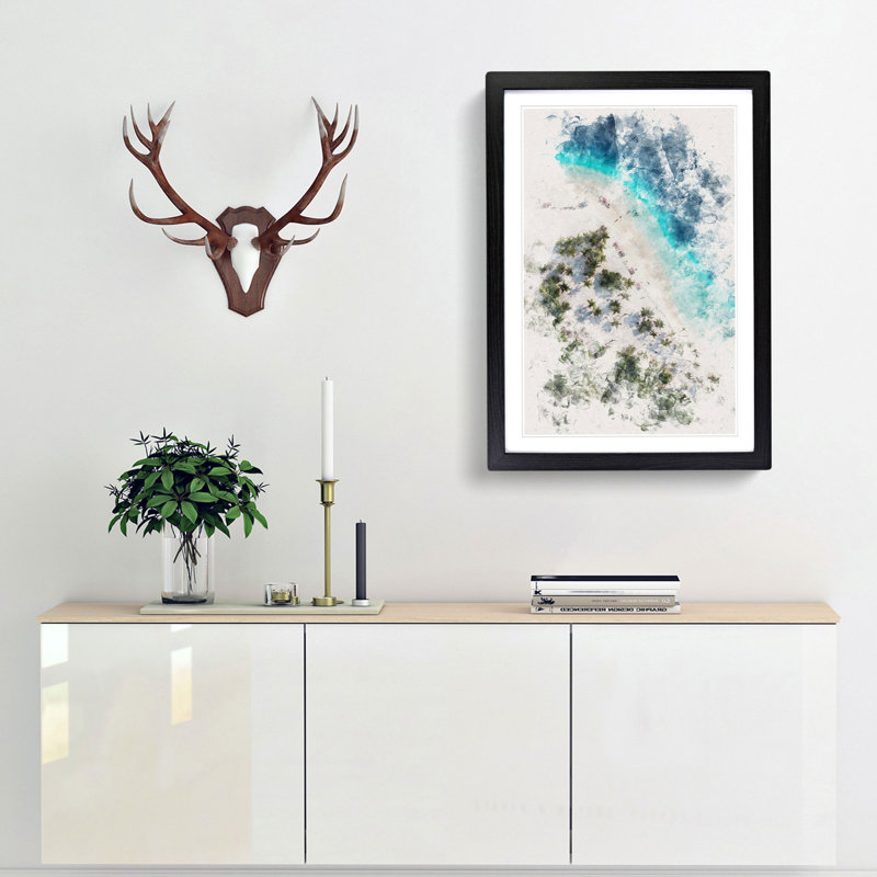 Beach in Caracas Venezuela - Framed Print, 63cm H x 45cm W x 2cm D, Black Framed