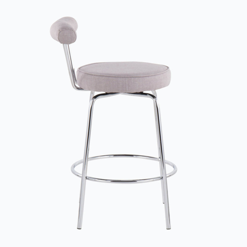 Tabouret de comptoir contemporain en acier noir et tissu anthracite par Lumisource - ensemble de 2, Argent, Gris