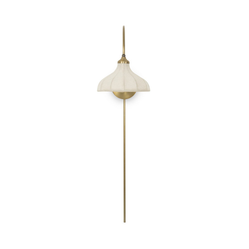 Winslet 1 - Light Armed Sconce, Aged Brass Iron, Beige Linen