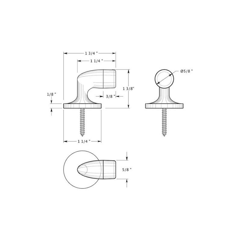 Deltana FDB138U15 Floor Door Bumper 1-3/8", Solid Brass in Brushed Nickel, Brushed Nickel