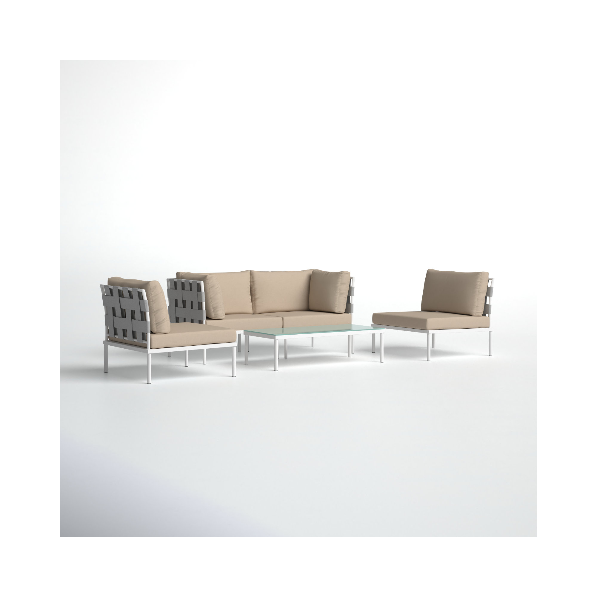 Harmony 5-piece Outdoor Patio Aluminum Sectional Sofa Set, Beige