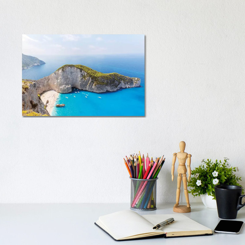 Panoramic Of Shipwreck Beach, Zakynthos, Greece by Matteo Colombo - Wrapped Canvas Print, 20.32 cm H x 30.48 cm W