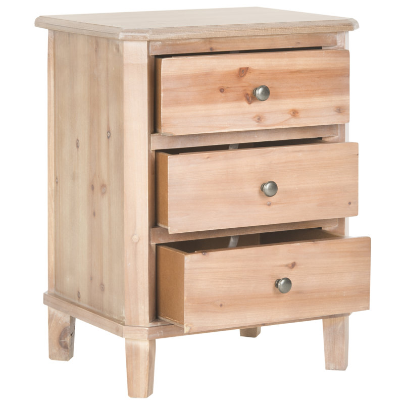 Applonia Solid Wood 3 - Drawer End Table, Red Maple