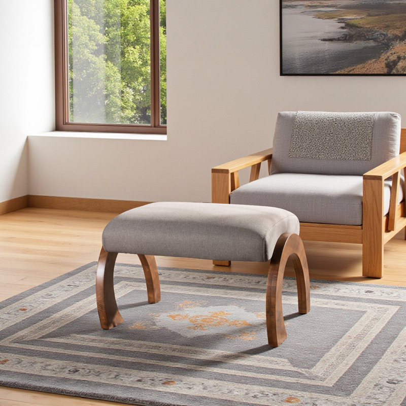 Repose-pieds en tissu gris Incanto, Polyester gris