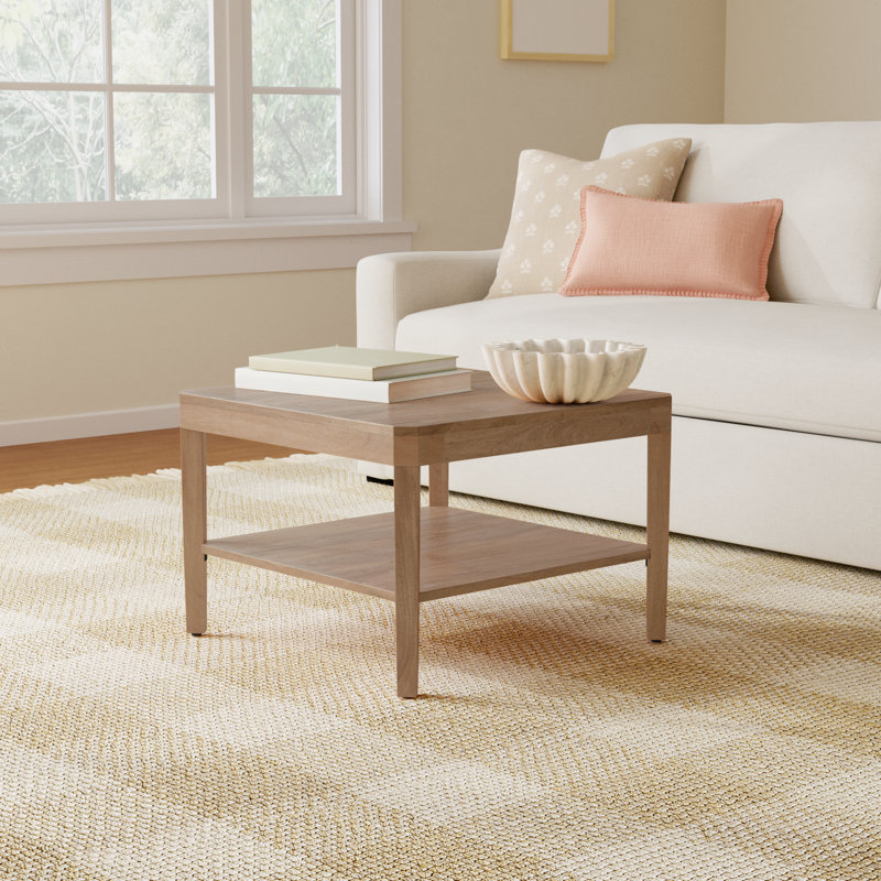 Ardentown Transitional Two-Tiered Square Coffee Table, Natural