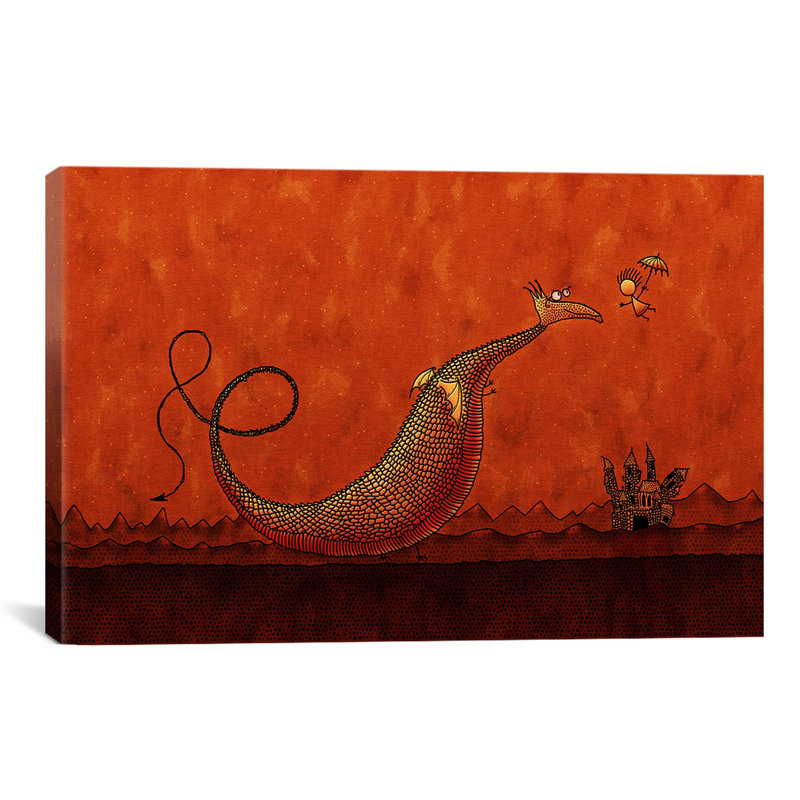 Leonia «Castle and Dragon», reproduction sur toile tendue, H 8 po x l 12 po x P 0,75 po, Toile tendue, Pas de tapis