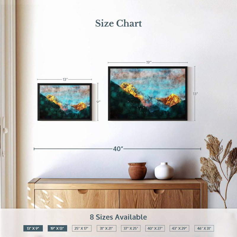 Mountain Chianna Landscape, 19" X 13", Floating Frame Black