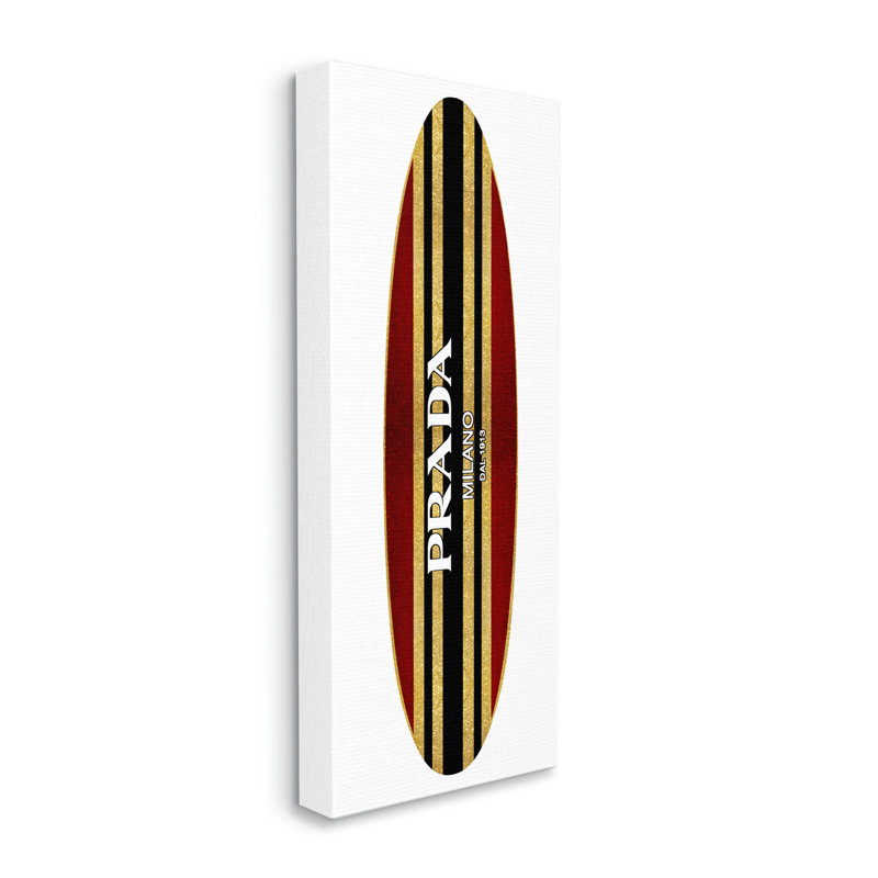 Rouge, noir, tendance, rayures, planche de surf tendance, Plaque murale, L 17 po x H 17 po