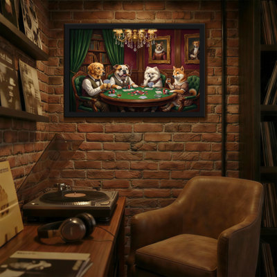Animals Dogs Playing Poker In Elegant Room
