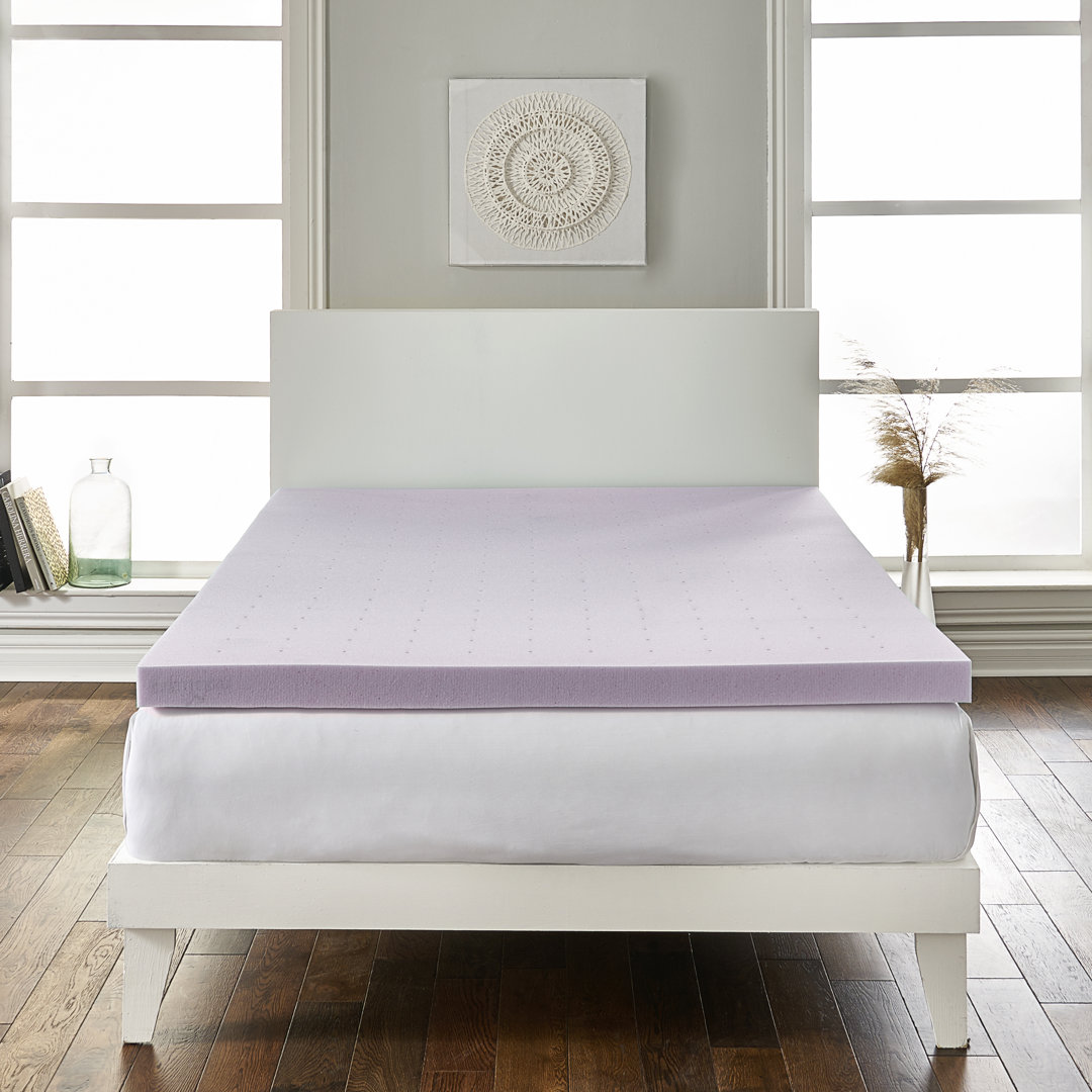 Spence 2" Memory Foam Mattress Topper White Noise Bed 