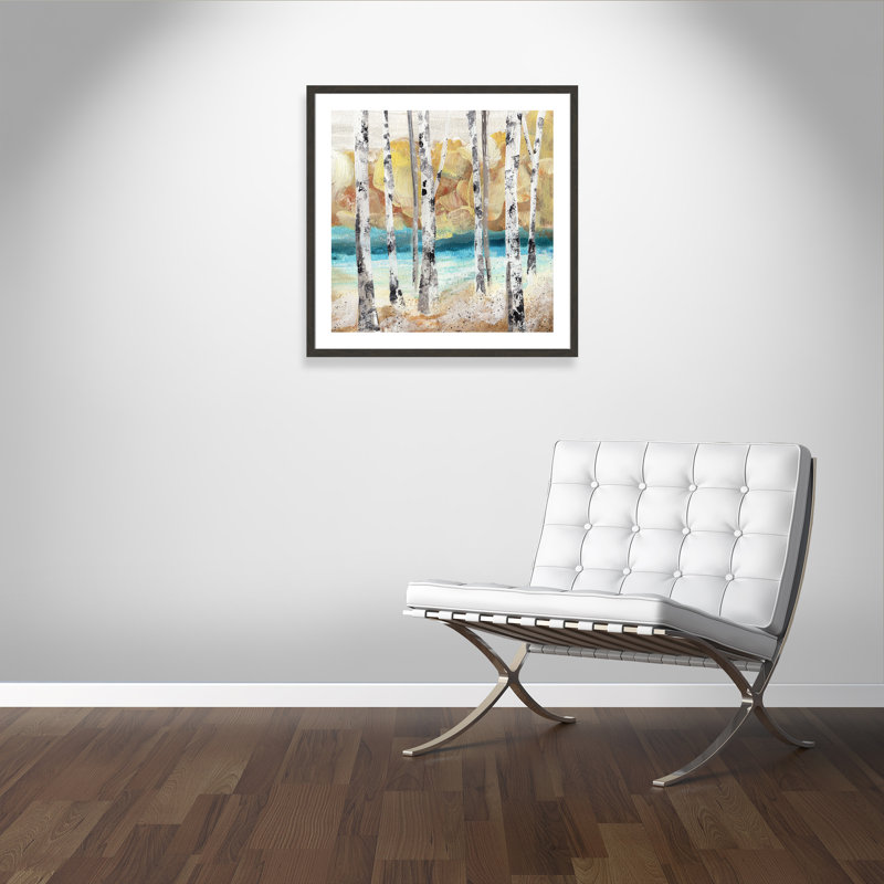 Arbres II - peinture encadrée, Cadre à texture grain de bois noir, H 32,5 po x l 32,5 po x P 1,25 po