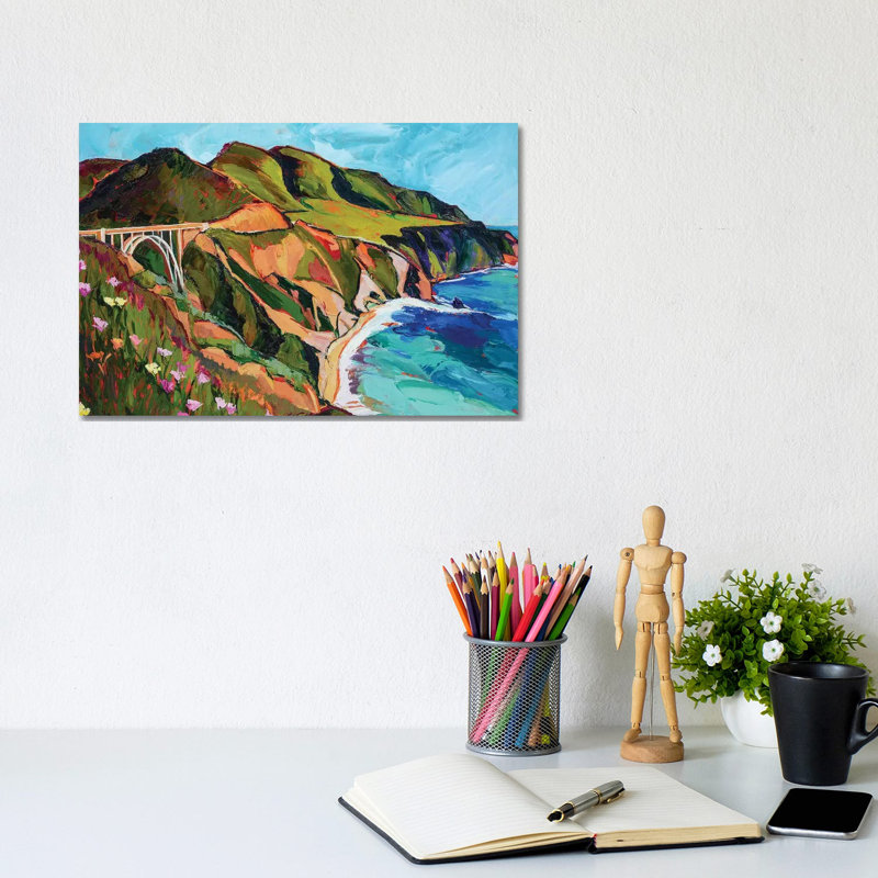 «California Coastline» par Maxine Shore - reproduction d'art, Pas de tapis, Toile tendue, H 8 po x l 12 po x P 0,75 po