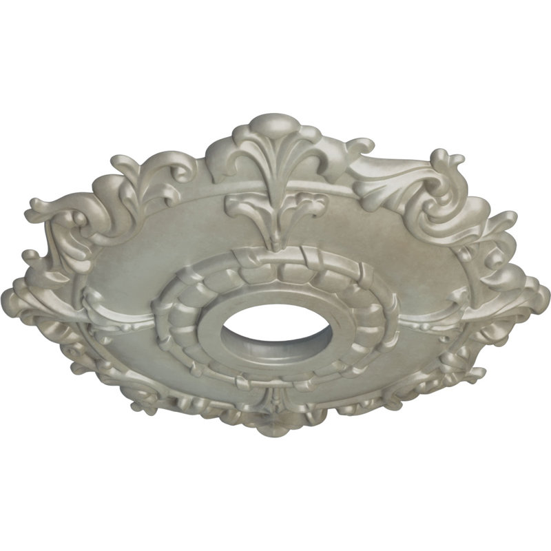 Endurathane Riley Ceiling Medallion, 18"OD x 3 1/2"ID x 1 1/2"P (Fits Canopies up to 4 5/8"), Hand-Painted Stone Hearth Finish