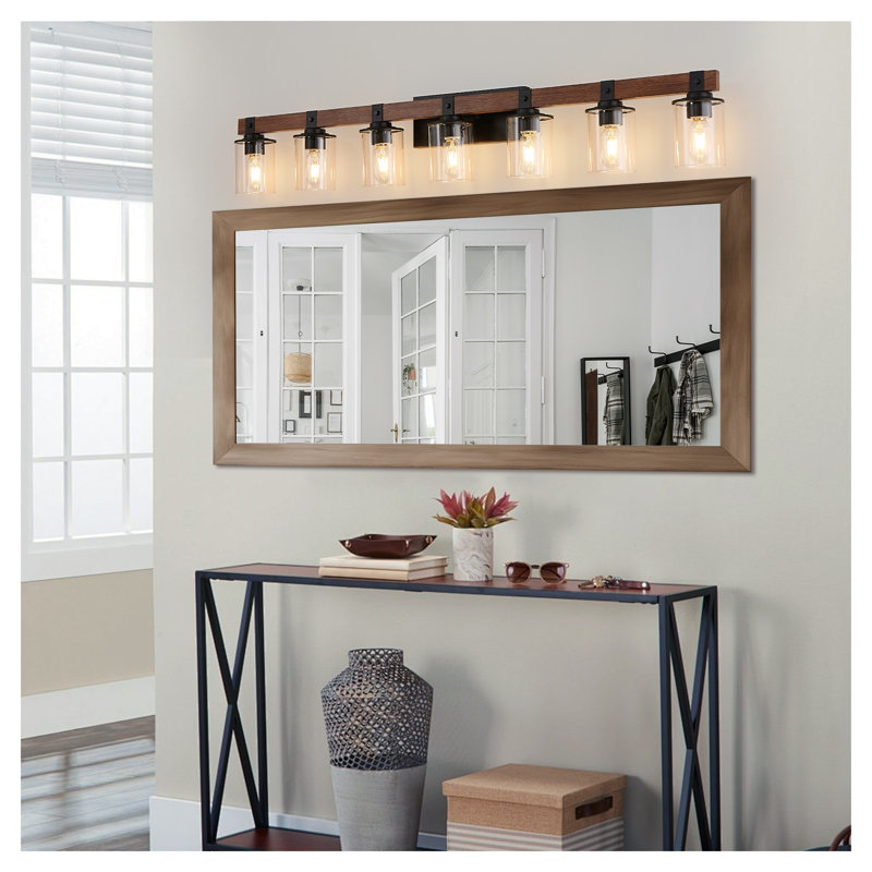 Applique murale rustique pour salle de bain 50 lumières à 7 lumières avec décorations en bois 50 po Rustic