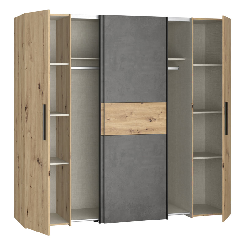 Koran 4 Door Manufactured Wood Wardrobe, Natural/Black