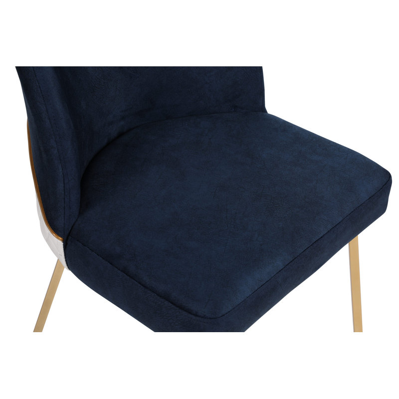 Ensemble de chaises élégantes en or et bleu foncé, tissu de velours et similicuir, 19,7 x 35,4 x 19,3 pouces | Structure 100% métal, capacité de poids de 352 lb | Design moderne et glamour pour la salle à manger et le salon