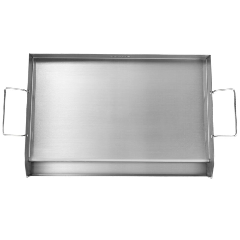 Stainless Steel Rectangular Double Burner Griddle with Handles