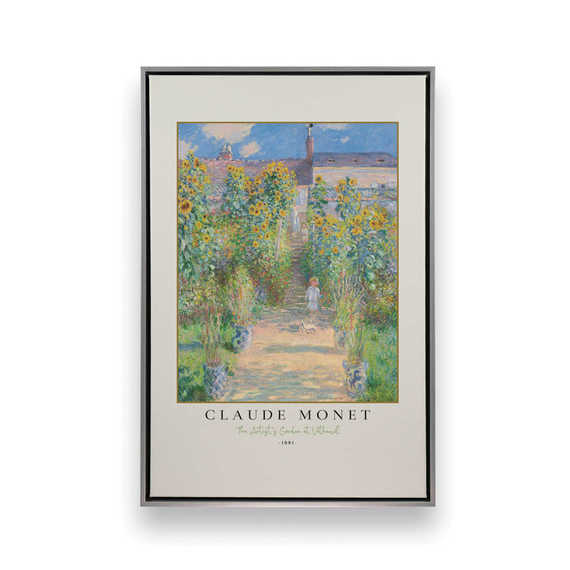 Le jardin de l'artiste par Monet, H 18,75 po x l 12,75 po, Cadre flottant en chrome poli