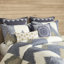 Élégante literie en coton pour lit double / grand lit - Housse de couette imprimée avec revers uni et motif 2 taies décoratives assorties avec attaches pour une fermeture à boutons pour une charmante chambre à coucher-116011317