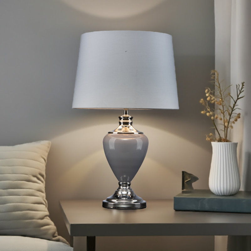 Edie 58cm Classic Grey Chrome Table Lamp