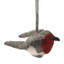 Mini Fat Bird Ornament in Grey with Red