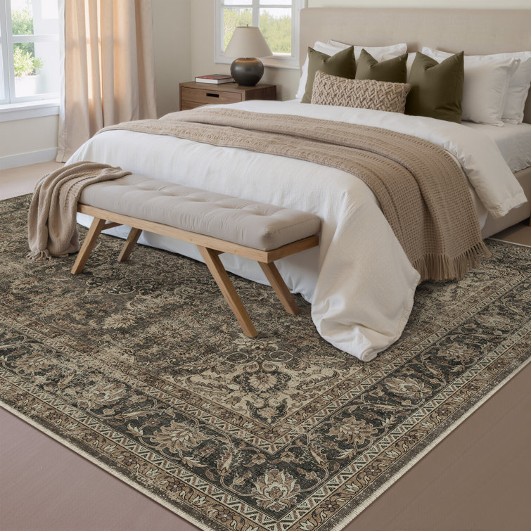Stella Machine Washable Oriental Area Rug With Non-Slip Backing