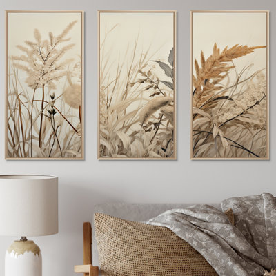 «Beige minimalisme botanique, sérénité - ensemble de reproductions d'art sur plantes»