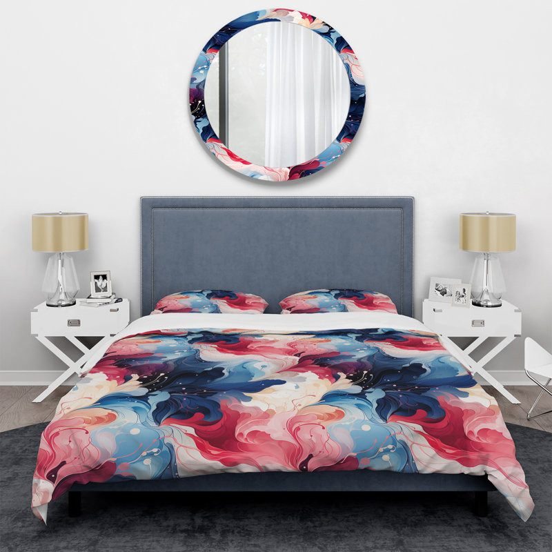Literie Colorful Artistic Expression Marble Swirls II, Housse de couette pour très grand lit et 2 très