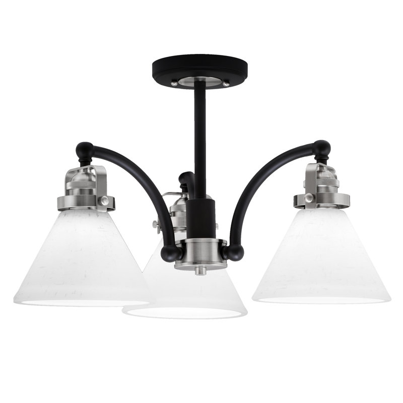 Plafonnier semi-encastré 3 lumières Easton, Noir mat/nickel brossé