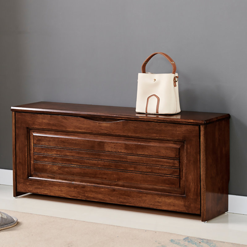 Banc de rangement moderne à chaussures en bois massif, H 16,54 po x l 31,5 po x P 9,45 po, Brown