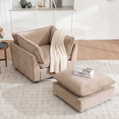 Heffernan 44.49" Accent Chair With Ottoman