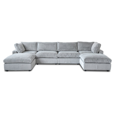 6 - Piece Wide Arm Upholstered Modular Sofa With Ottoman