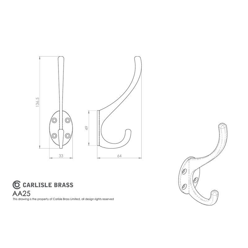 Bettie Wall Hook, Polished Chrome